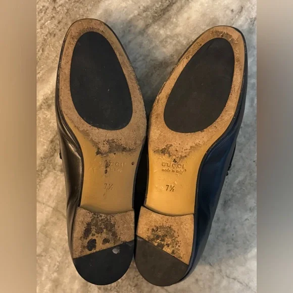 GUCCI BRIXTON Black Leather Horsebit Loafers US 8 Gucci 7.5 Jordaan $1100 - Picture 9 of 12